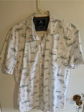 Men's Short-Sleeve White Vacation Print 100% Cotton